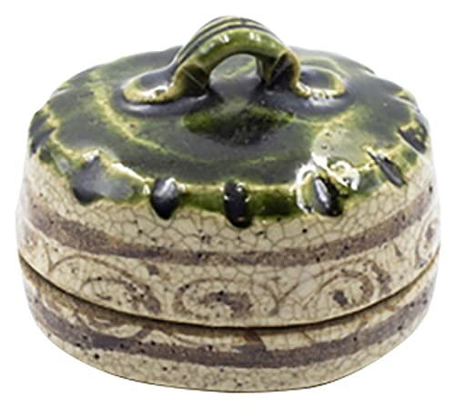 

Oribe Hajiki Incense Container (by Tetsuzan) in a gift box [5.6 x 4.7cm 88g]