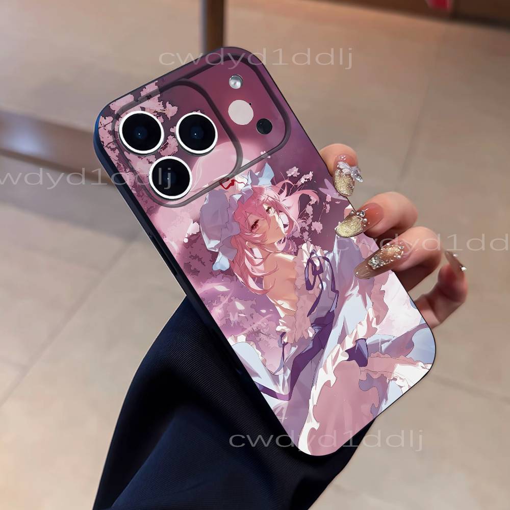 Saigyouji Y-Yuyuko Anime For iPhone 17,16,15,11,12,14,13 Pro Max Mini XS,XR,7 Plus 16E Air Soft Black Dustproof Phone Case
