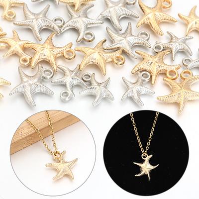 50pcs/lot CCB Starfish Charms Marine Animal Pendants For Jewelry Making DIY Bracelet Necklace Pendant Keychain Accessories