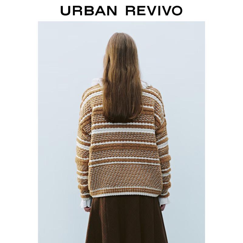 UR 2025 Spring Women's Vintage Adan Style Contrast Texture Knit Sweater