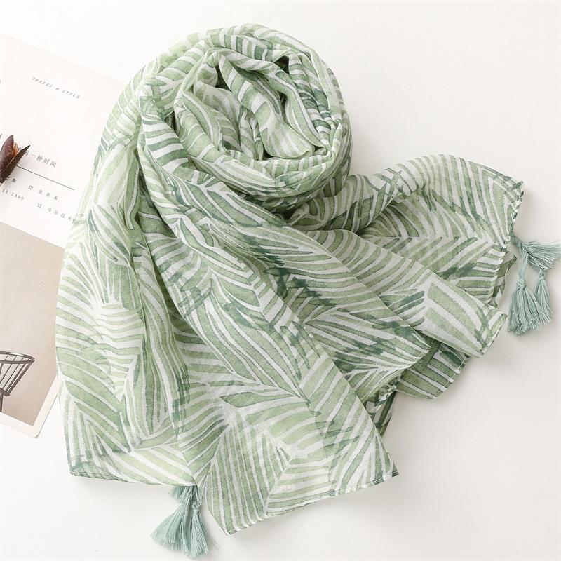 Printed Autumn And Winter Soft Linen Cotton Scarf Shawls Women Fashion Long Floral Tassel Scarfs Scarves Foulard Hijab 180*90Cm