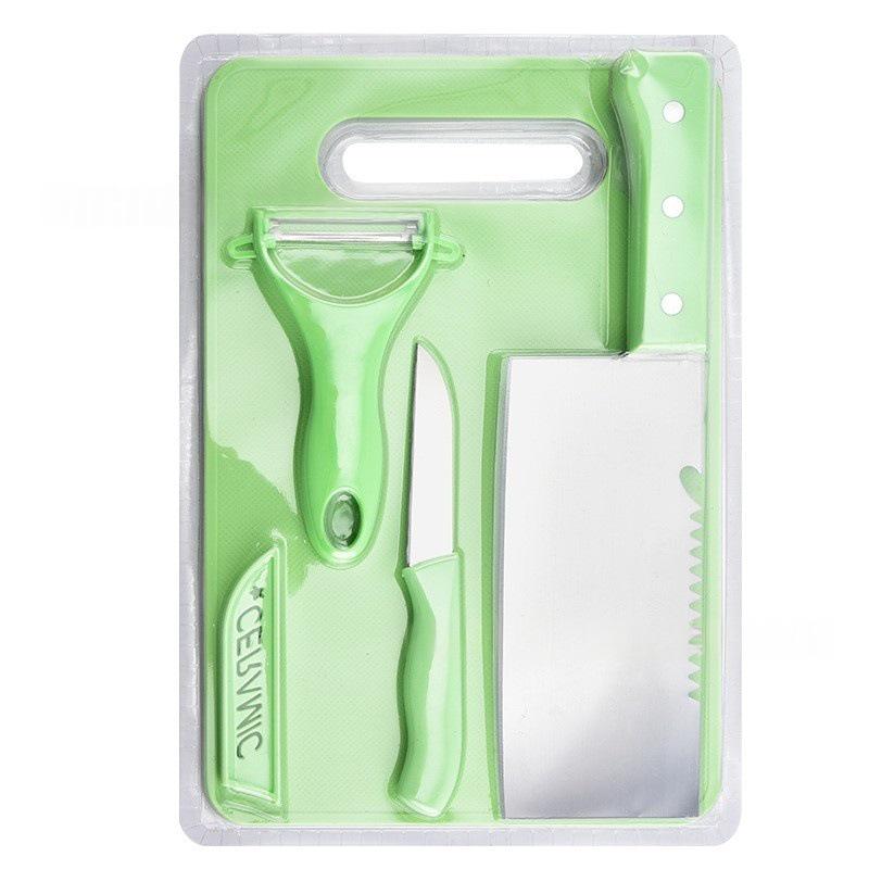 New Four-Piece Multi-functional Kitchen Set: Cutting Board, Stainless Steel Kitchen Knife, Vegetable Knife, and Fruit Knife