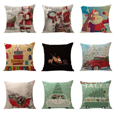 Santa Claus Pillowcase Decoration Cartoon Printing Christmas Cushion Cover Home Christmas Ornament Linen Pillowcase