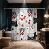 1PC Black White Red Polka Dot Neck Scarf Hand-drawn Cartoon Dog Shower Curtain Waterproof Partition Privacy Hanging Curtain