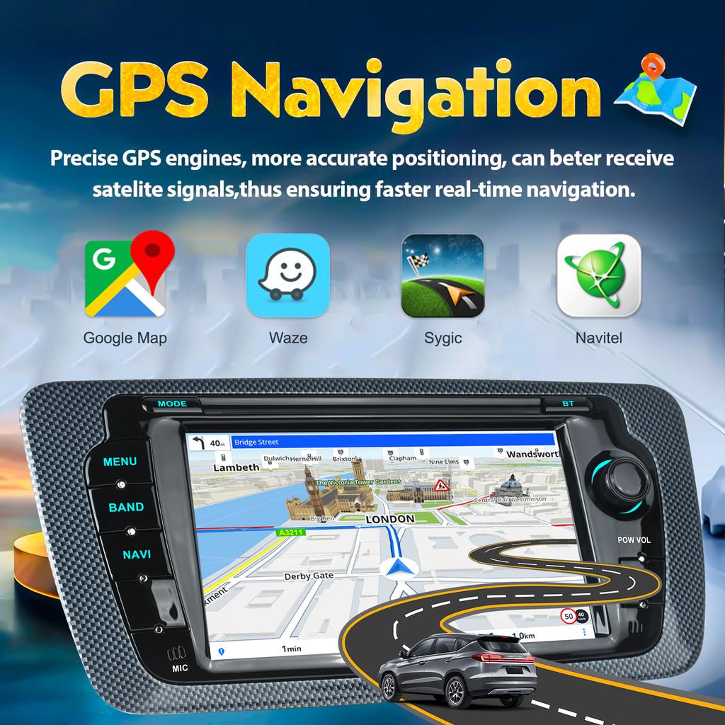 7inch Car Radio Android13 for Seat Lbiza 2009-2013 Multimedia Player Android Auto Carplay GPS WIFI Bluetooth SWC