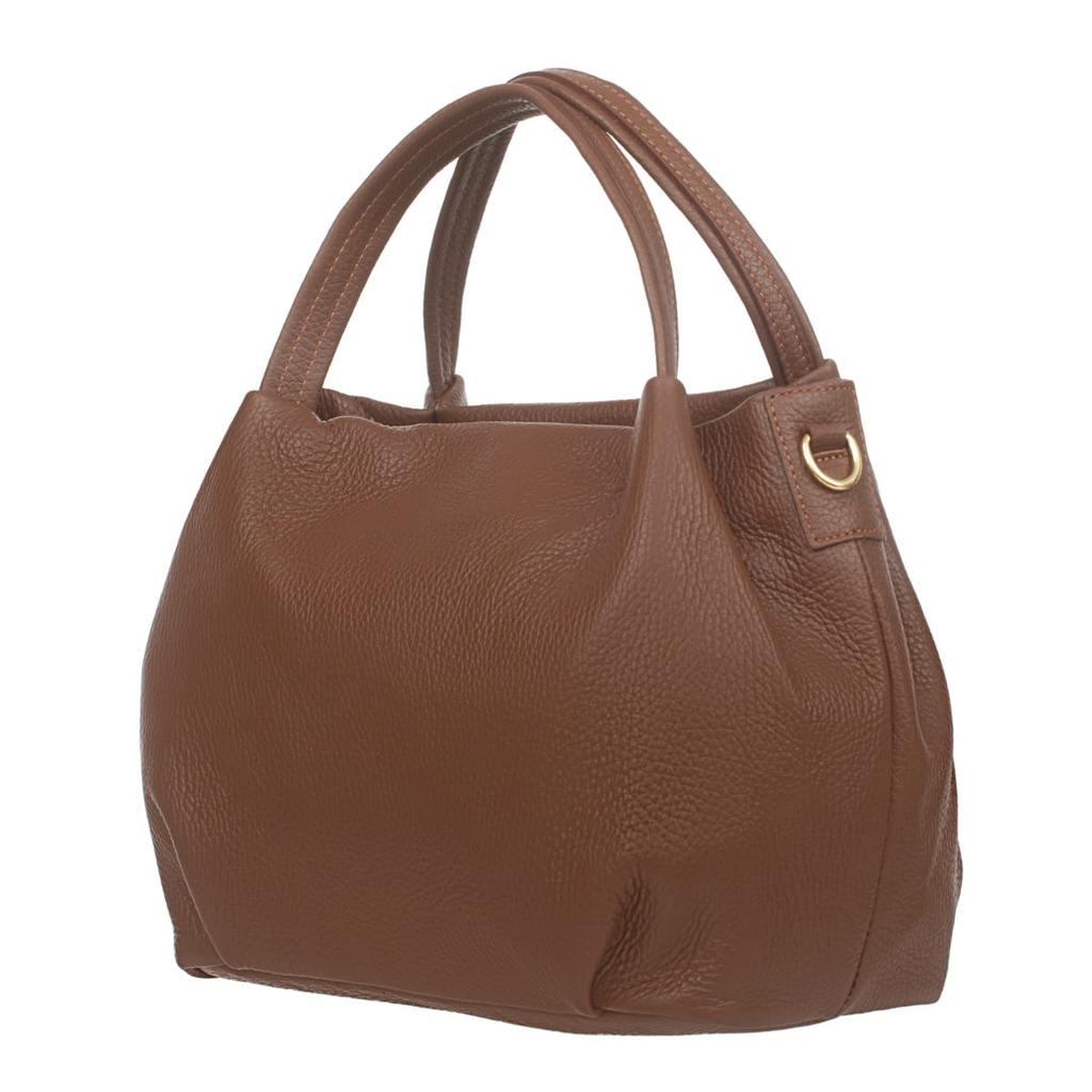 Torebka Damska Na Ramię Skórzana Vera Pelle Bolsa Brązowa
