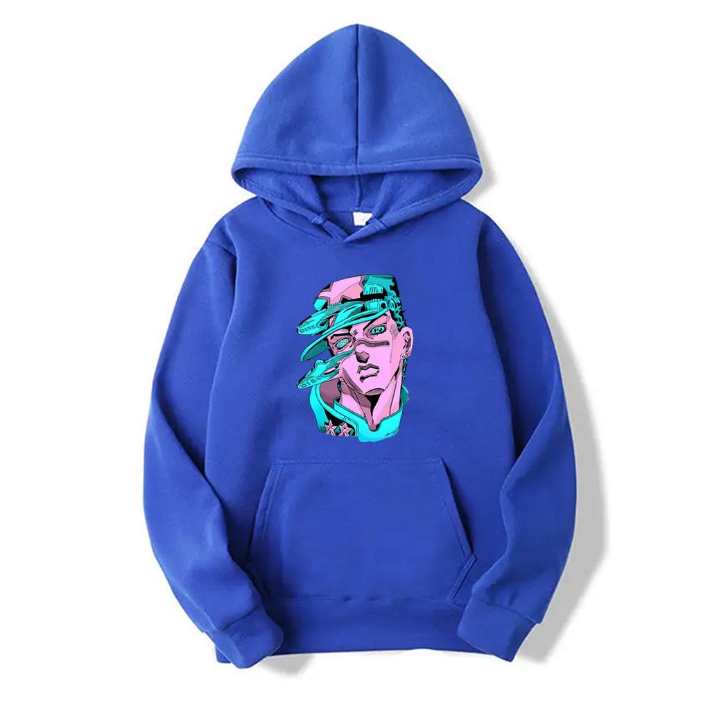 Anime Jojo Bizarre Adventure Jotaro Kujo Head Graphic Hoodie Unisex Manga Vintage Oversized Streetwear Male Fashion Hoodies