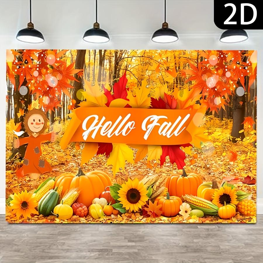 1pc Autumn Welcome Banner - Vibrant scenes of harvest sunflowers pumpkins and scarecrowszyc