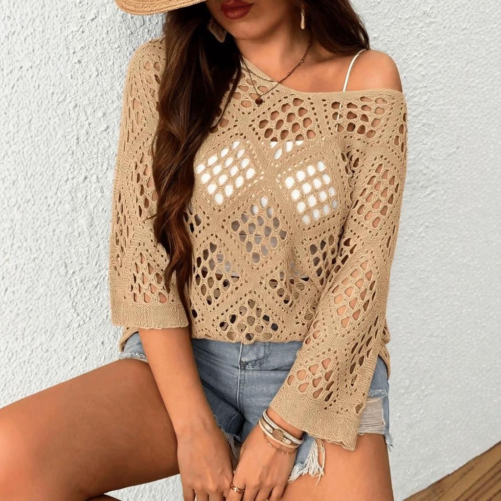Cross2026 Women's Quick-Drying Mesh Summer Cover-Up Sweater - Slimming & Versatile for Daily Wear