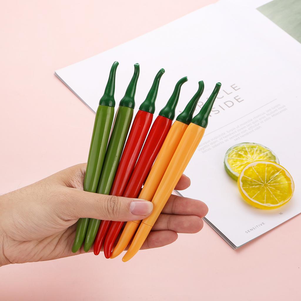 10pcs Creative Simulation Chili Pepper Gel Pen Set - 0.5mm Black Ink, Cute Fruit Shape Office Supply