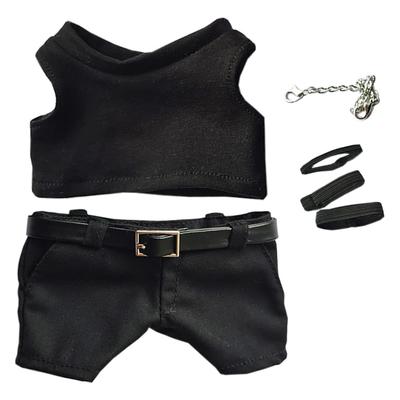 Niannyyhouse 20cm Cotton Doll Clothes Black Vest Pants Belt Accessories Stuffed Toy Clothes Dress Up