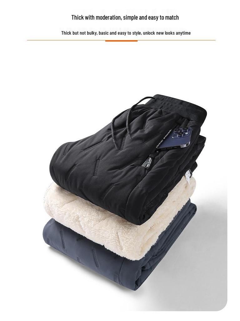 Lässige Winter-Fleece-gefütterte Jogginghosen mit Reißverschlusstaschen, warm und vielseitig für Paare