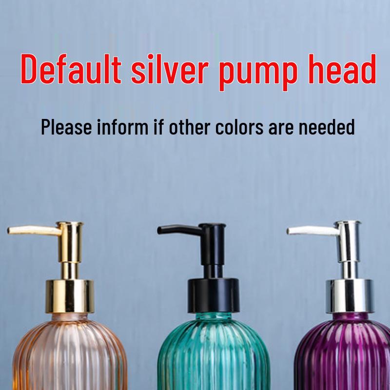 Colored 400ml European-Style Glass Soap & Lotion Dispenser with Vertical Stripes.