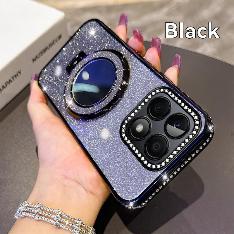 

Силиконовый розовый чехол с блестящим покрытием для телефона Honor X7B X7C X8A X8B X9A X9B X9C Защитная крышка с магнитной подставкой и защитной пленкой для объектива Чехол для X9A Honor X7c