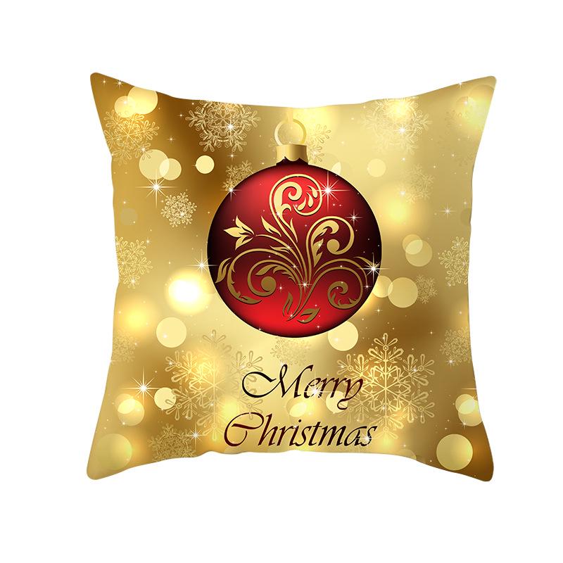 Golden Christmas Peach Velvet Cushion Cover New Digital Printed Square Cushion Cover Cushion Cover