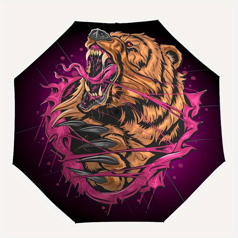 1pc Bear Tattoo Automatic Open/Close Exquisite Umbrella Sturdy Iron Frame, Compact Travel UmbrellaIntricate Design Umbrella a0829076