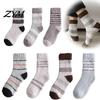 Skiing Thermal Layer Socks Thickened Coral Fleece for Men, Striped Mid-calf Socks, Soft Casual Winter Fuzzy Crew Winter, Cold Weather Warm Home Floor