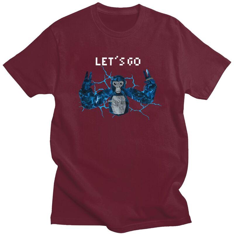 Male Lets Go Gorilla Gamer Meme T Shirt Round Neck Pure Cotton Short Sleeve TShirt Novelty Loose Oversized Summer Tyle Clothes