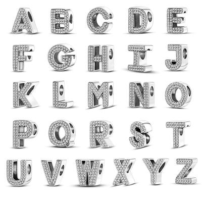 Klassische Kupfer 26 Englische Buchstaben Anhänger Perlen Funkelnder Zirkon Passend für Qikaola Original Armbänder DIY Schmuck Geburtstagsgeschenk