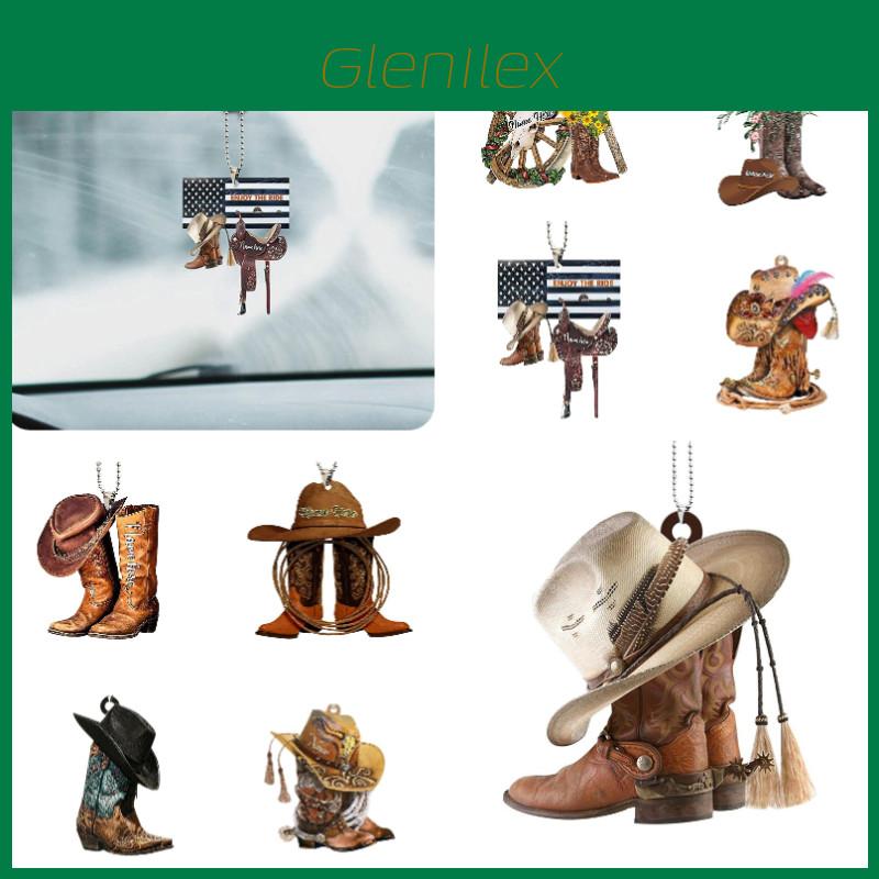 Vintage Style Acrylic Hanging Ornament For Car Cowboy Boot And Hat Decor Perfect For Weddings Birthdays And Holidays