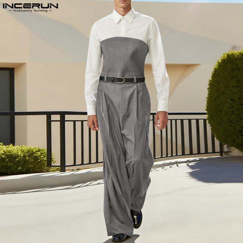 INCERUN Men Zip-up High Waist Tube Design Casual Long Loose Pants Trousers