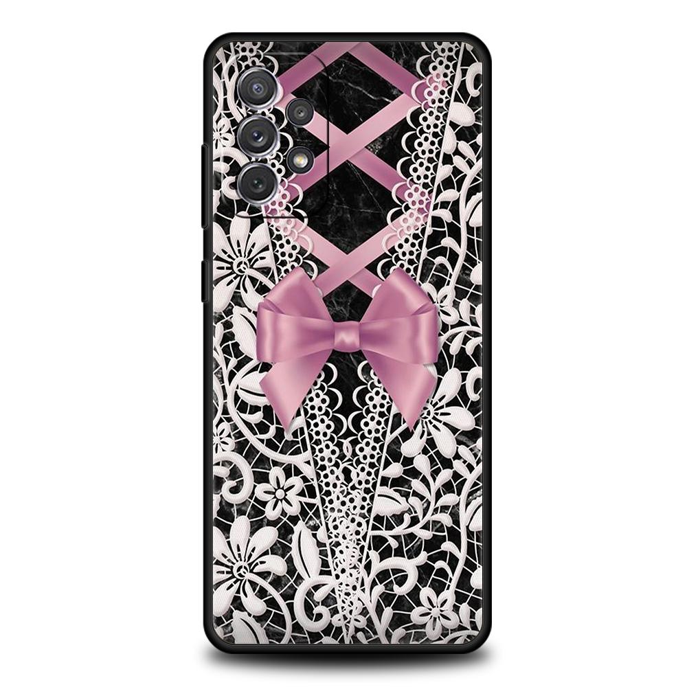 Lace Style Cool Girl Phone Case for Samsung Galaxy A73 A55 A53 A51 A35 A33 A32 A25 A23 A22 A15 A13 A17 A07 5G Soft TPU Shell Bag