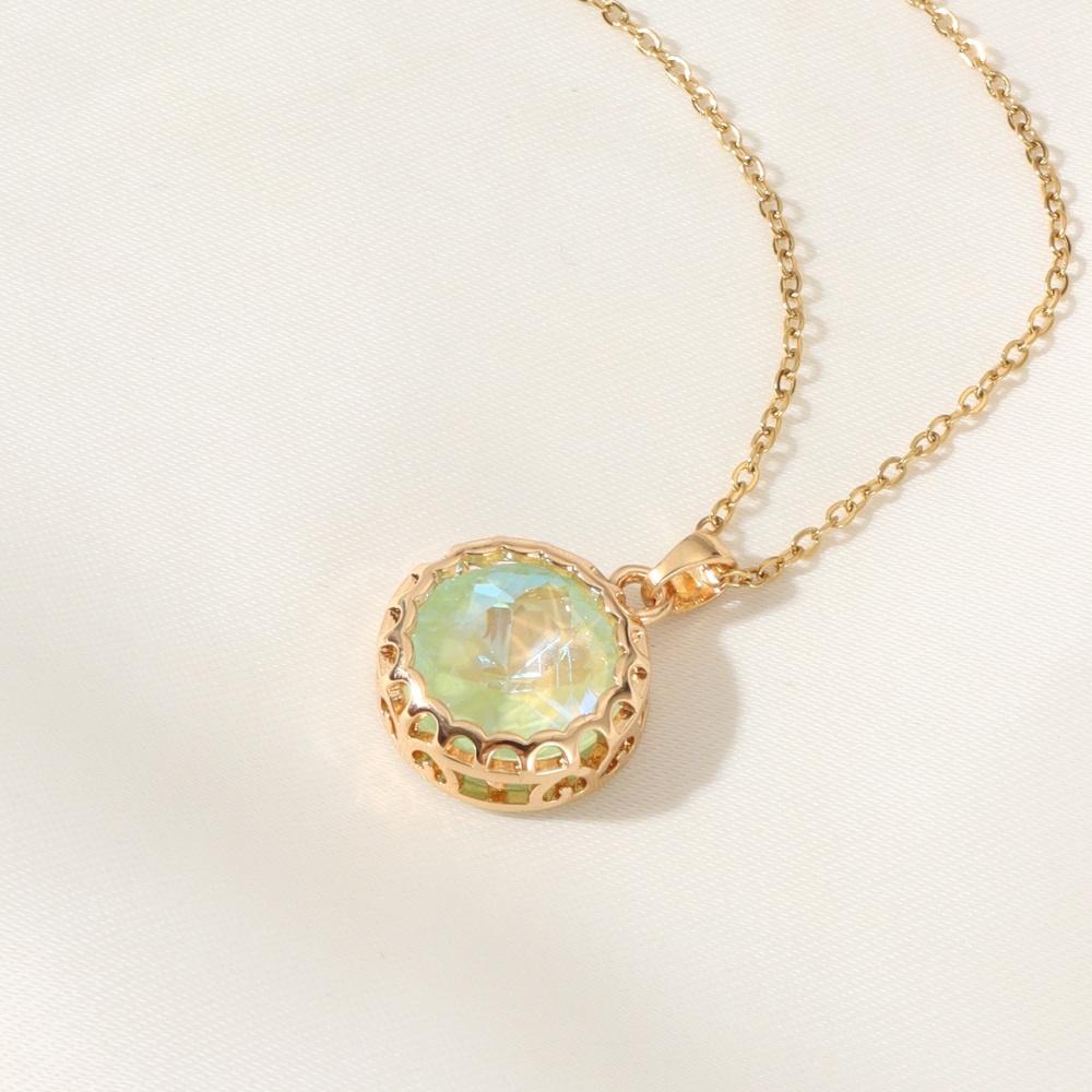 1 Piece Trendy Colorful Round Pendant Necklaces for Women Gold Color Stainless Steel Necklace Jewelry Party Accessories