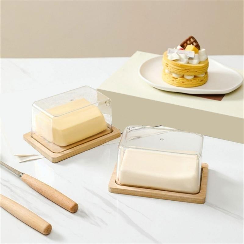 Butter Dish with Clear Lid Rectangular Cheese Storage Tray Countertop Butter Keeper Storage Container Easy To Use