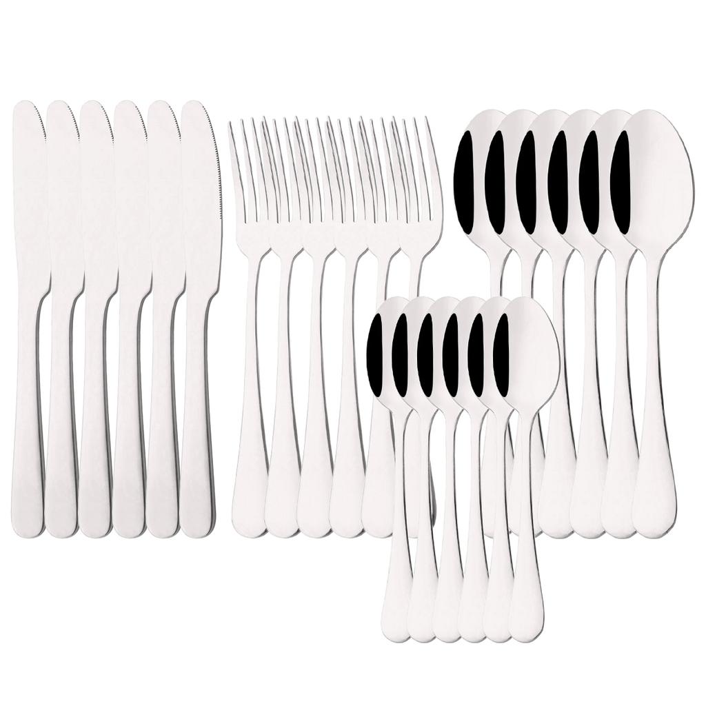 24-teiliges Western Schwarzes Essbesteck Edelstahl Besteckset Messer Gabel Löffel Dinner Besteckset Küchen Silberwaren Geschirr