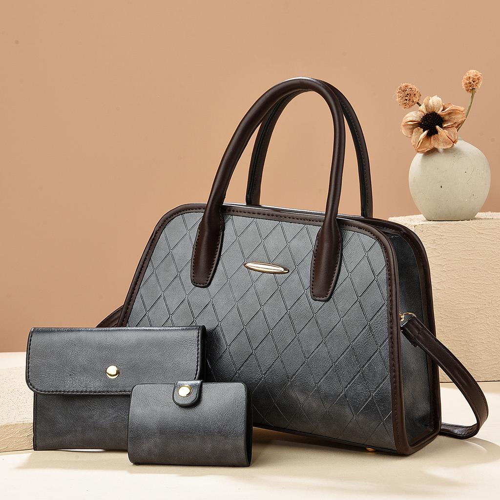 New Diamond Texture Single Shoulder Women's Bag Splicing Large Capacity Handbag Simple Casual Crossbody Bag Women