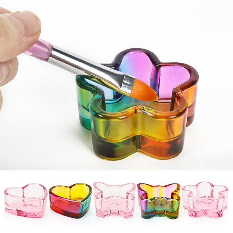 1 szt. Rainbow krystalicznie czyste szklane naczynie na płyn Dappen Dish szklany kubek z pokrywką miska na proszek akrylowy Monomer narzędzie do zdobienia paznokci