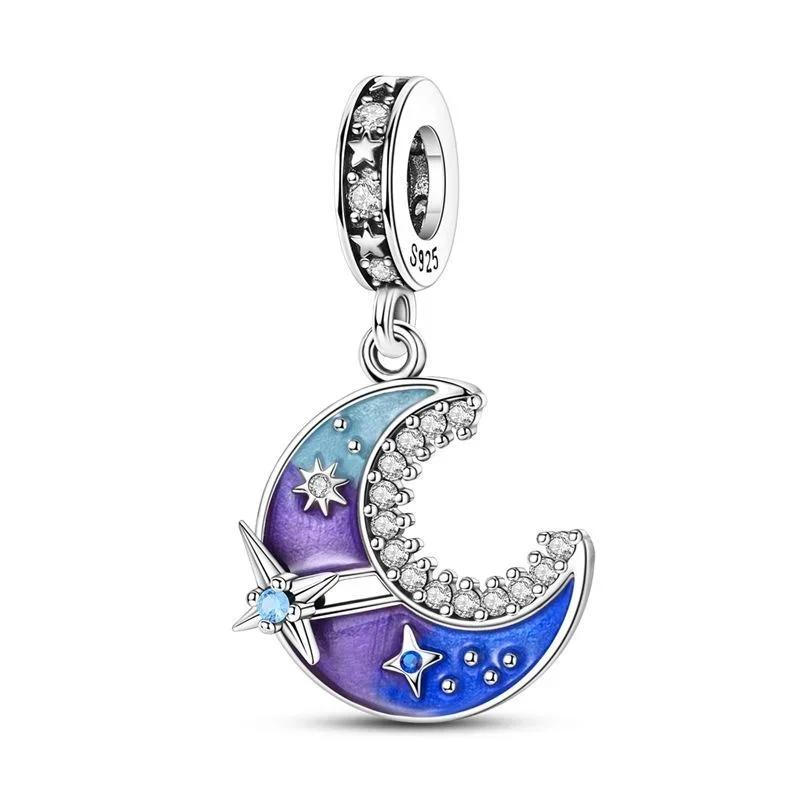 Authentic Copper Blue Charm Bead Charms Heart Butterfly Moon Flower Tree Cat Bead Charms for Necklaces Do It Yourself Bracelets Present Jewellery