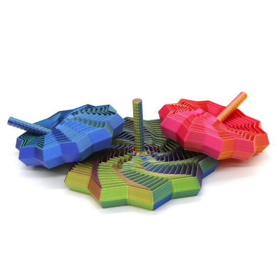 Expandable Sensory Fidget Star 3D Printed Fractal Stress Relief Toy Whirling Spiral Design Fidget Toy with Handle for Anxiety Relief Focus Enhancement