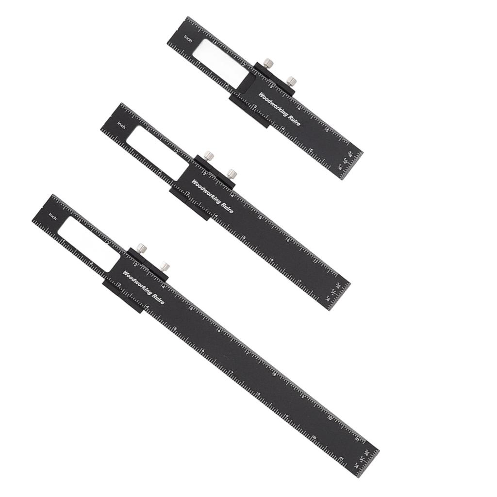 3 Pcs Woodworking Ruler Set Aluminium Alloy T Type Scribing Marking Measuring Ruler with Slide
