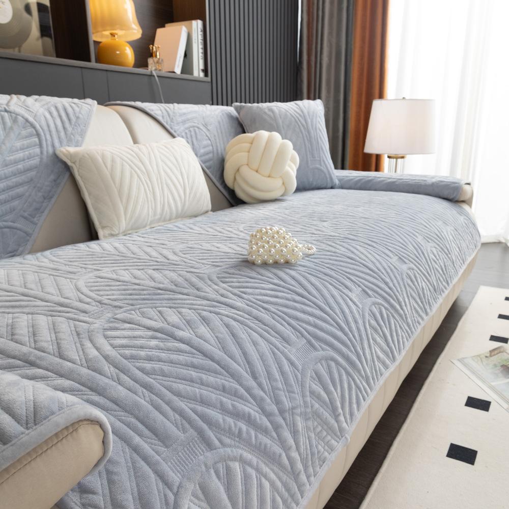 Winter Milk Fiber Sofa Cushion Four Seasons Universal Leather Non-Slip Seat Cushions Exclusive Cover Cloth Cover Cover