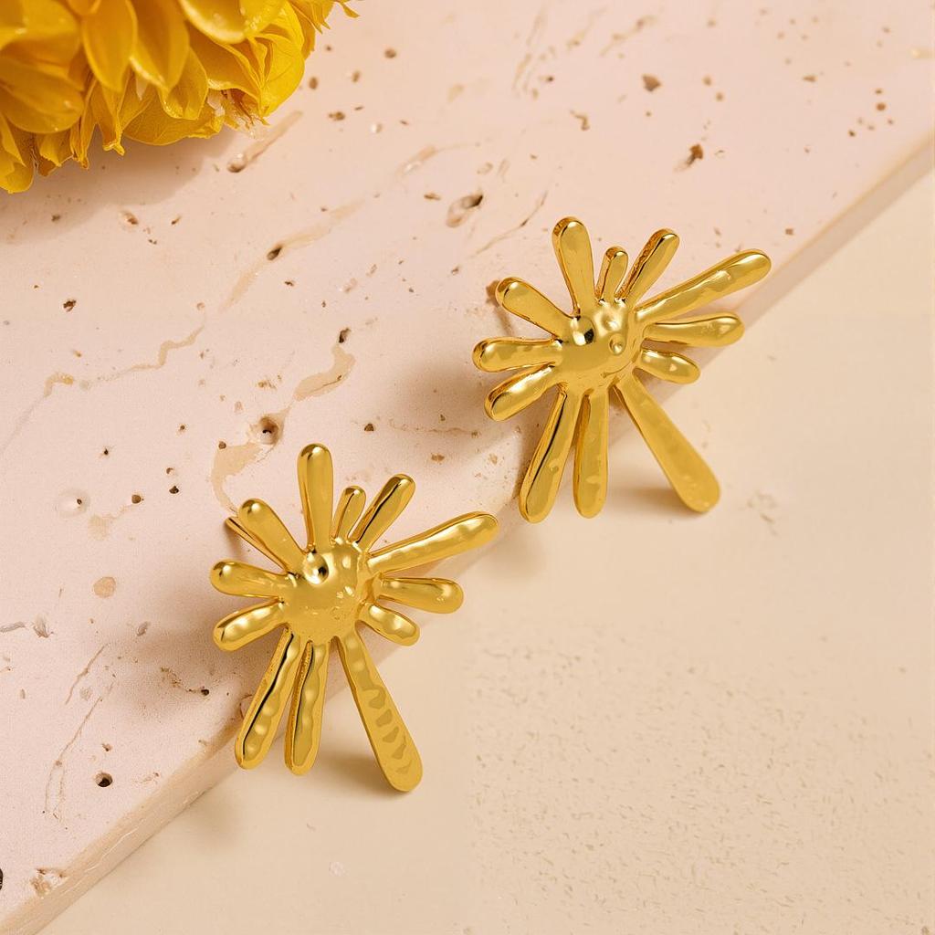 Geometric Irregular 18k Gold Titanium Steel Earrings for Women