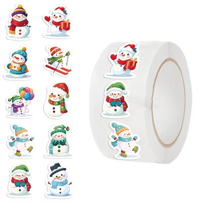 500 Blatt/Rolle Rollenaufkleber Heißverkaufendes Klebeband Weihnachten Schneemann Siegelaufkleber DIY Dekorativ Umschlag Wasserdicht