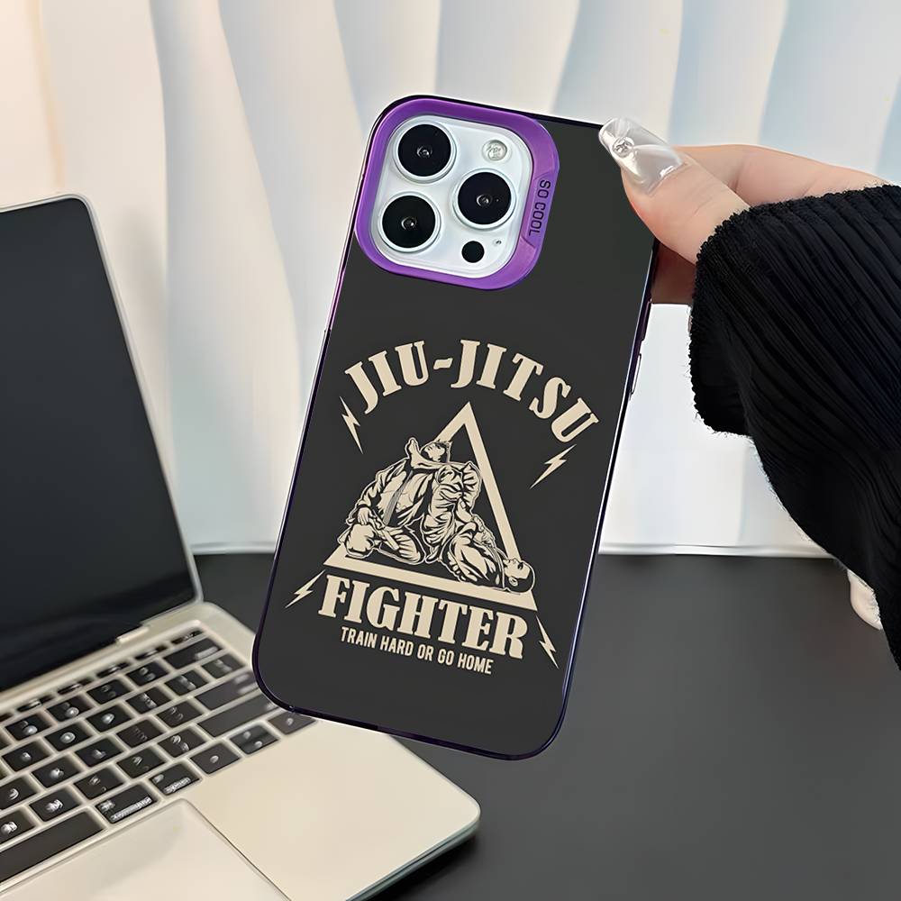 BJJ Brazilian Jiu Jitsu Pour iPhone 17,16,15,14,13,12,11,Mini,Pro,E,SE4,XS,MAX Violet Anti-choc Bonbon Mat