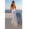 Summer Bridal Wedding Dress Deep V-neck Sleeveless Backless Bandage Sling Lace Dresses