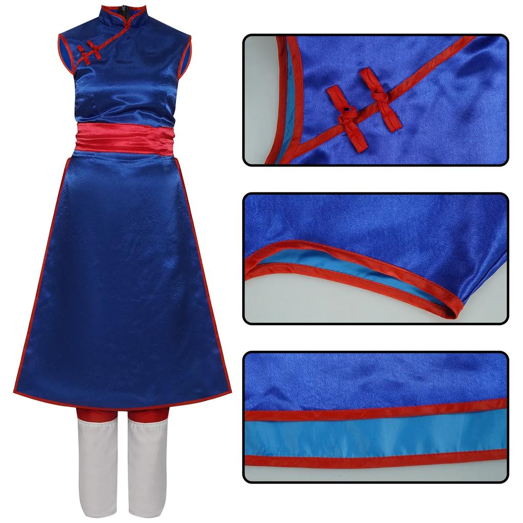 Anime Chichi Cosplay Costume Shirt Blue Uniform Props Cheongsam Women'S Uniform Dress Halloween Party Set Gift