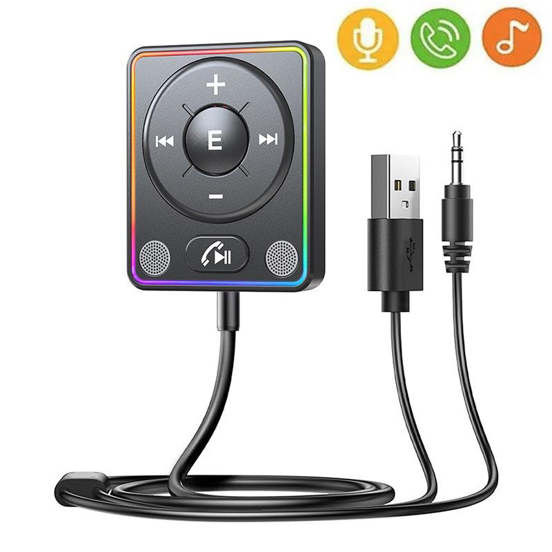 Bluetooth 5.4 Car Adapter With Dual Mics And Noise Cancellation, AUX Bluetooth Car Kit For Hands-Free Calls And Stereo Audio