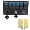 6 Toggle Switch Panel With Dual USB Socket Adapter Voltage Display Cigarette Lighter Port for Boat Car Marine Yacht Panel