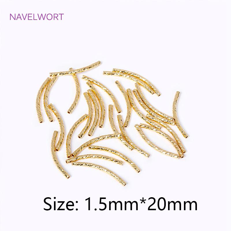 18K Gold Plated 20/25/30MM Texture Long Curved Tube Beads For DIY Bracelet Necklace Jewelry Making Accessories Wholesale