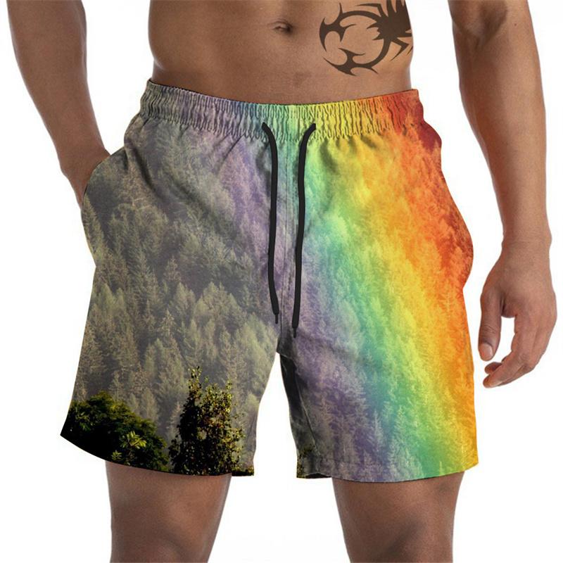 Artistic Pigments Graphic Beach Shorts For Men Colorful Printed Board Shorts Summer Short Pants Loose Swim Trunks