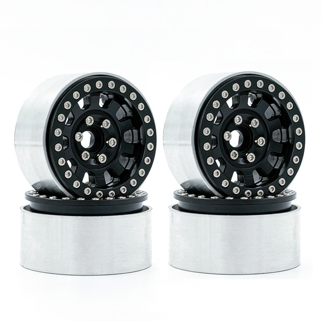 Aluminum Alloy Wheel Rim Beadlock Wheel Rims Hub 4pcs Replacement for 1/10 TRX4 Axial SCX10 90046