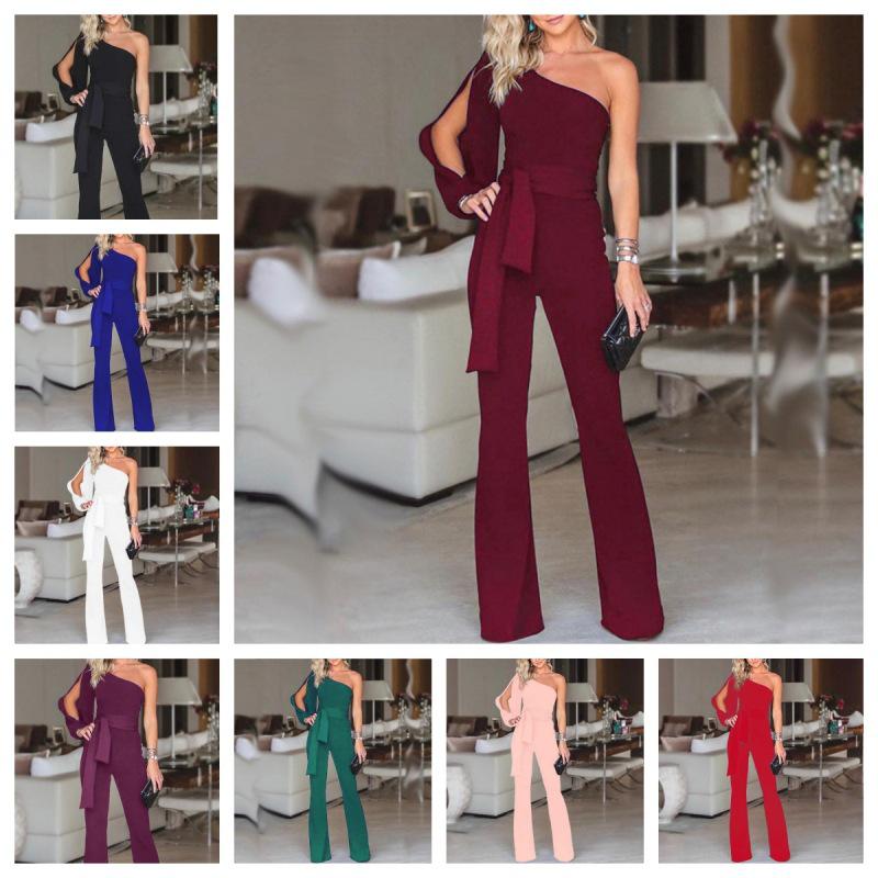 

Women s One-Shoulder High-Waisted Tie-Up Slimming Jumpsuit XXL белый