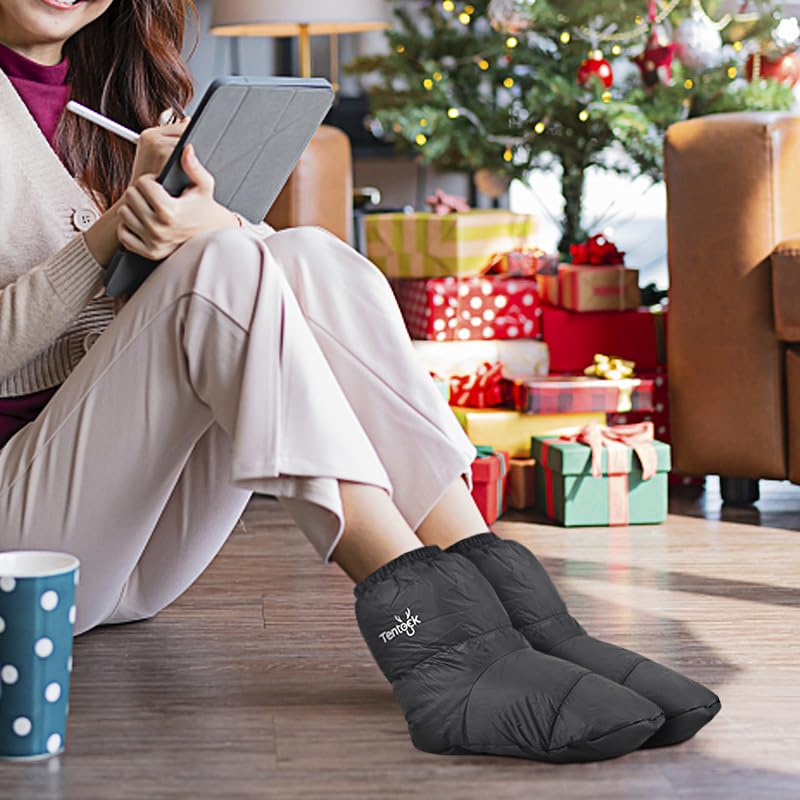 Tentock Down Shoes and Outdoor Winter Cold Weather Down Tent Comfortable Feather Foot Black Socks, Gear, Plus, Unisex, Shoes, Short, Sleep, Socks,