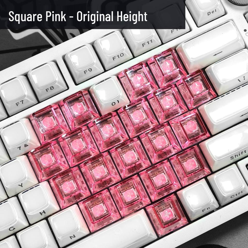 21-key Pink Translucent Heart Keycaps – Custom Cute Design for Magnetic Switch Keyboards