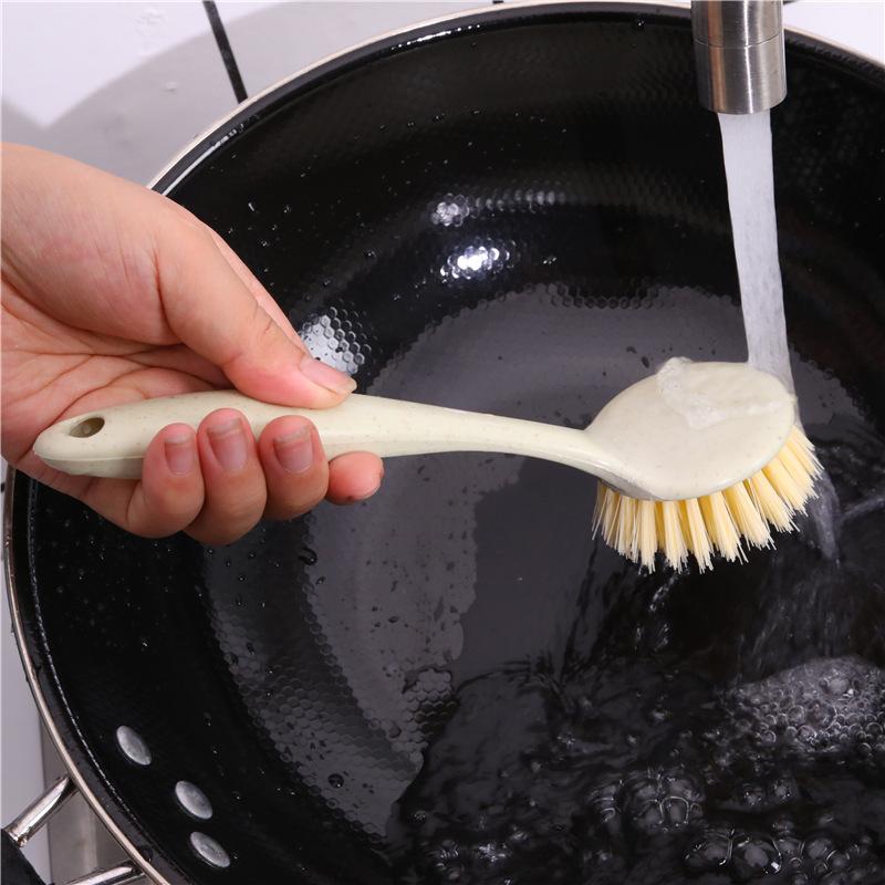 Decontamination long handle pot brush straw pot brush kitchen supplies household dishwashing pot brush stove cleaning brush pot brush