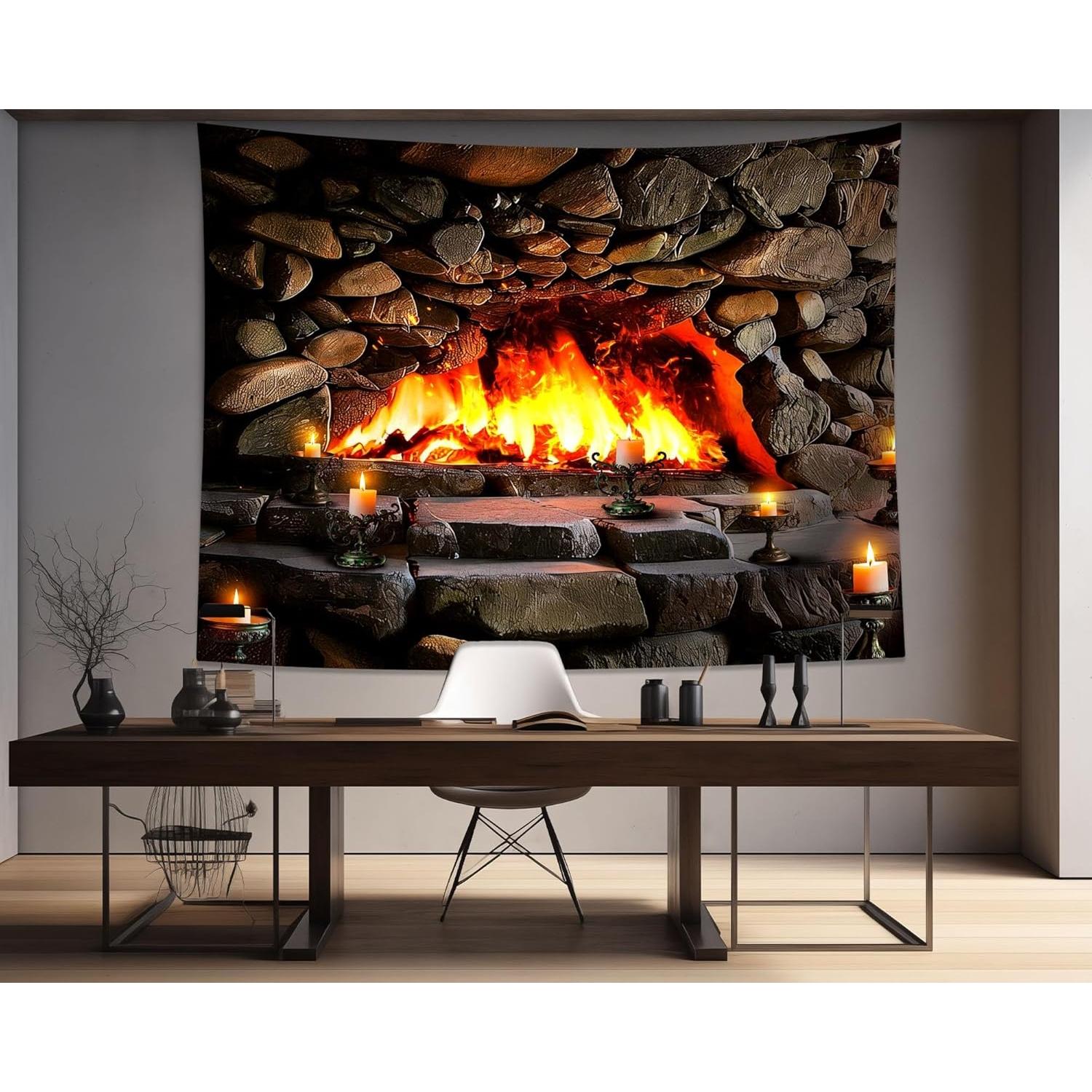 Fireplace tapestry dltay wall background 75x100
